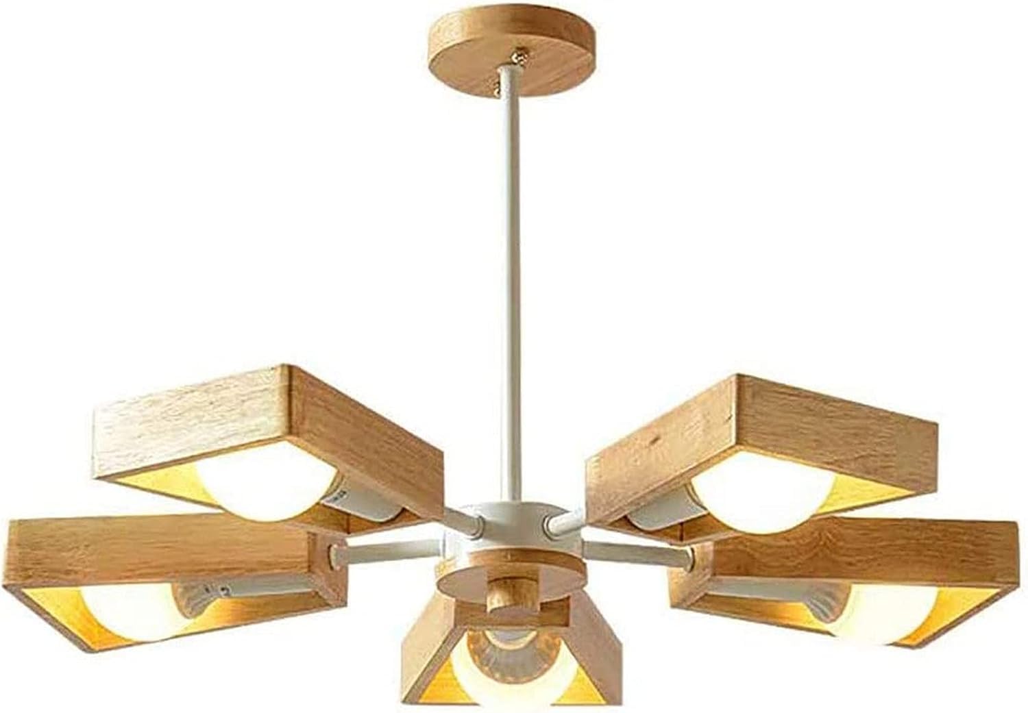 Lustre en bois noir 5 têtes moderne et industriel E27 pour plafond de salon