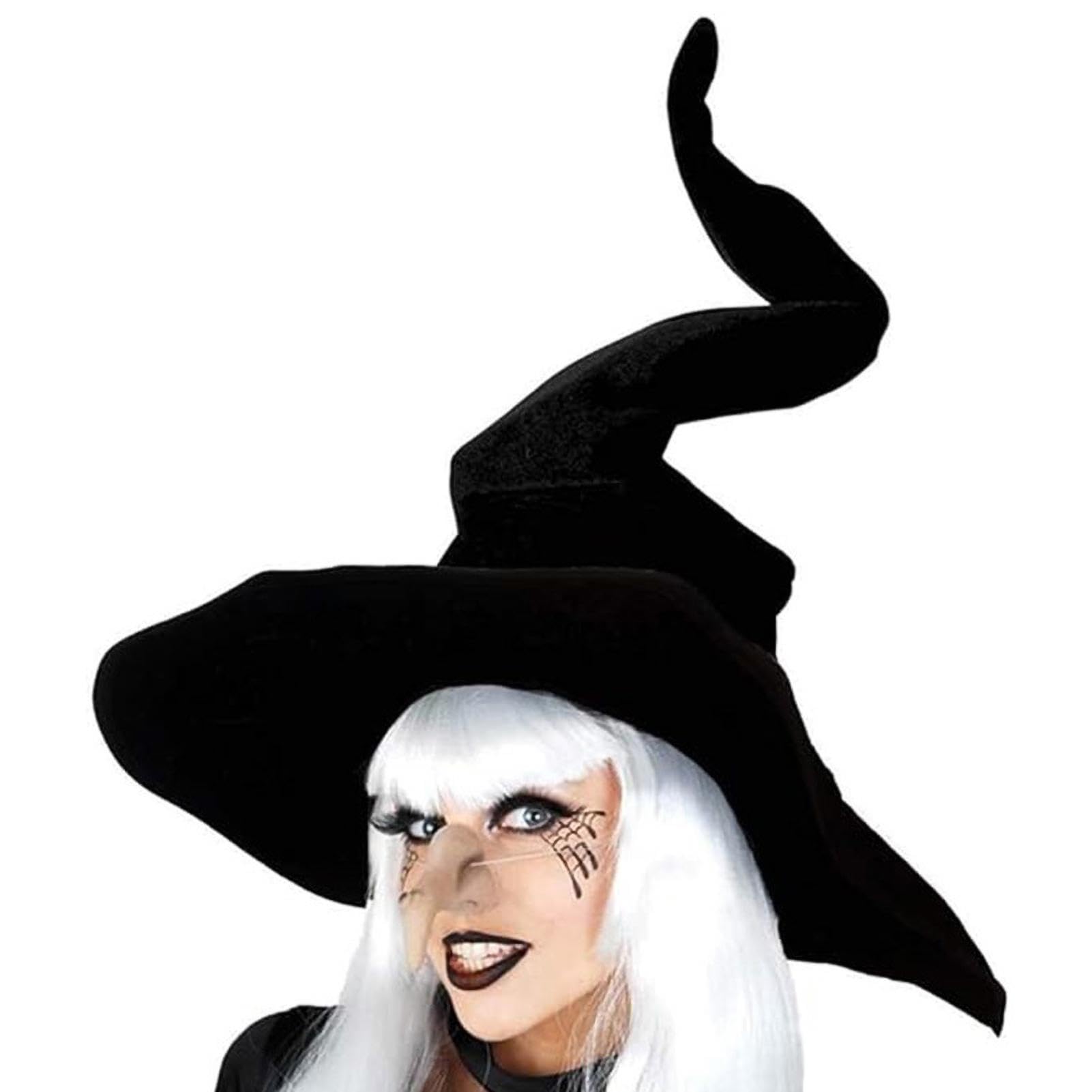 Witches Hat - Halloween Black Witch Hat | Curved Pointed Wizard Hat | Sorting Hat | Foldable Halloween Hat | Comfortable Witch Hats Women Halloween Party Masquerade Cosplay Costumes Halloween Yard Par