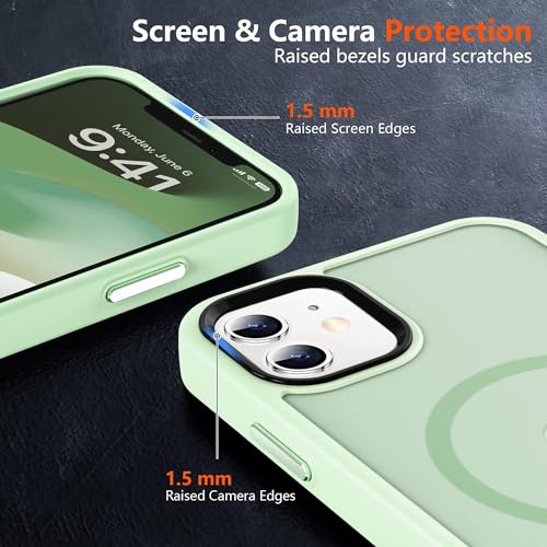 Image of MOCCA Magnetic Shockproof for iPhone 12 Case,Light Green | Fits iPhone 12 /12 Pro | 10ft Drop | Compatible with MagSafe | Anti-Slip Matte | Raised Camera & Screen Lip | Ultra-Slim