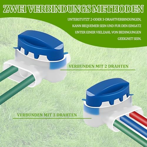 3-in-1 Rasenroboter Kabel-Set: 10 kabelverbinder mähroboter + 50 erdnägel + 10 T-Abzweigverbinder,Mähroboterzubehör für Mähroboter (Kompatibel für Bosch, Gardena, Worx, Yard Force)