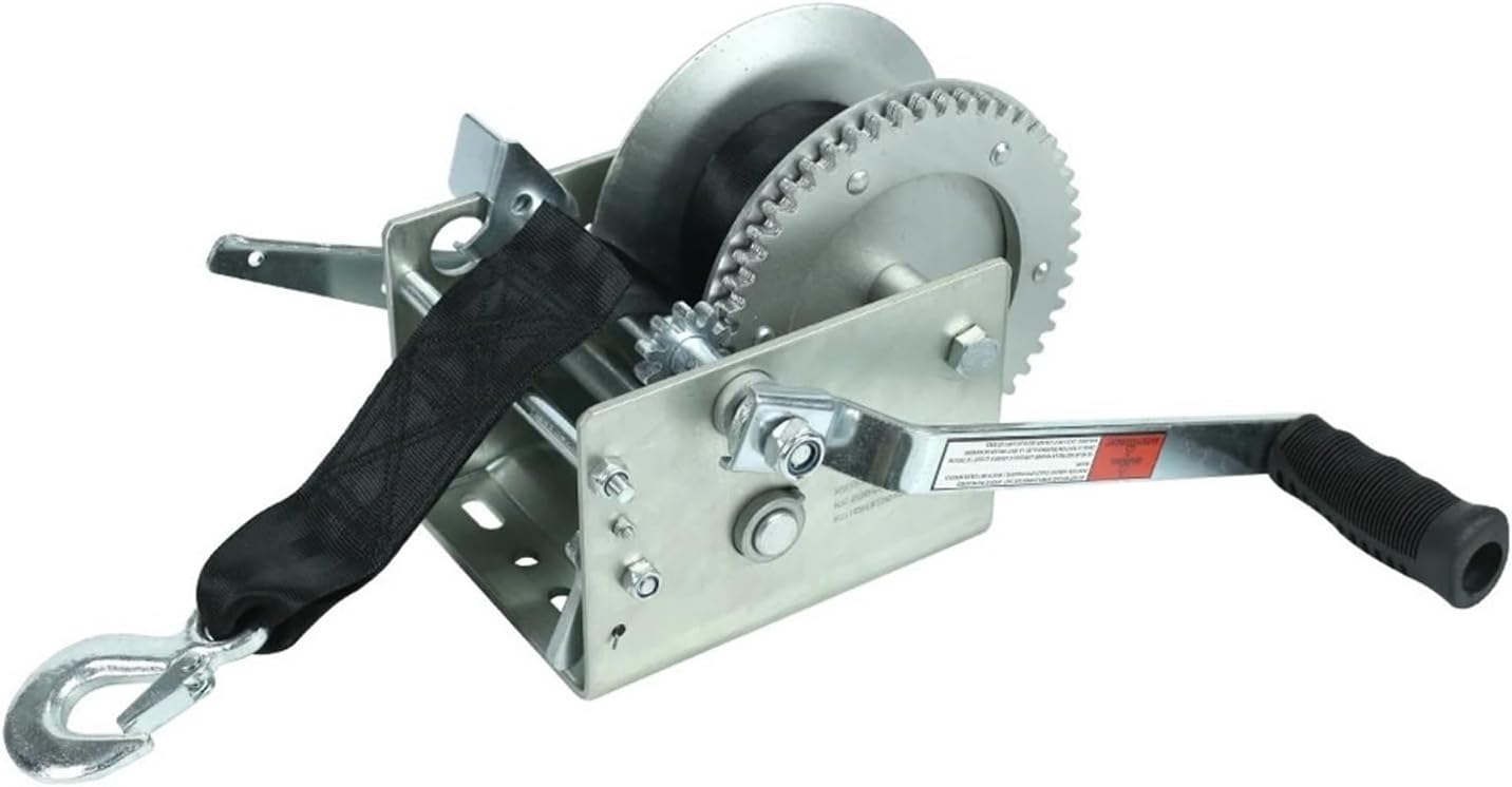 Hand Winch, Towing Winch, Cap 2500 LBS / 1125 KG 7.3M Extra Long Synthetic Strap Webbing Car Boat Trailer Precisely Control The Movement