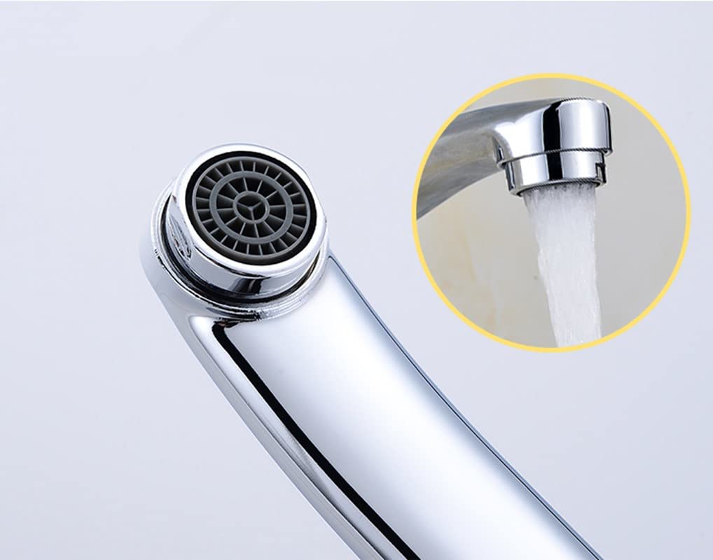 Rubinetto per lavandino montato a parete, rubinetto in ottone a maniglia singola per acqua fredda per cucina, giardino, lavanderia esterna con tubo in acciaio inossidabile, cromato