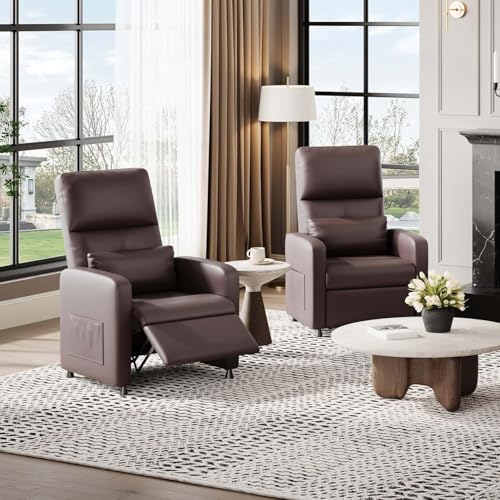 Sillón reclinable eléctrico piel sintética Marrón miniatura 7