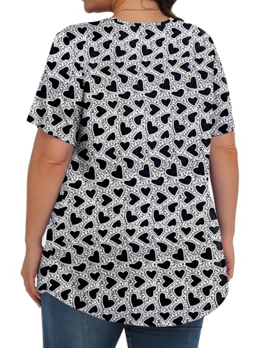 Image of Tencede Womens Plus Size Tops Tunic Short Sleeve Crew Neck Shirts Casual Soft Blouse 1X-5X