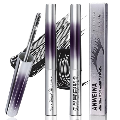 2 Pezzi Iron Wand Mascara, Metal Mascara, Panorama mascara, Volumizzante e Allungante Scovolino Metallico 3D Curling IronMascara, Allungamento naturale delle ciglia
