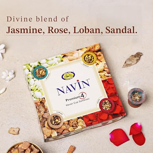 Image of Cycle Pure Navin Premium 4-in-1 Havan Sambrani Cups | Natural & Traditional Aromatic Experience | Pack of 3 (Jasmine, Sandal, Rose, Loban)