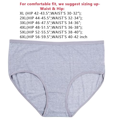 Women's Plus Size Cotton Underwear Panties High Waisted Briefs 7-Pack XL-6XL Point Print Ladies Panties4