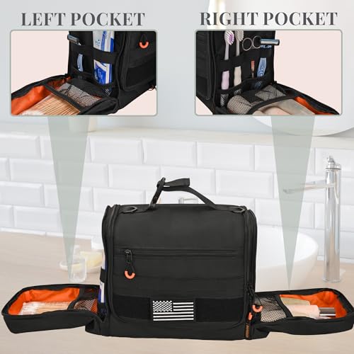 Tactical Travel Toiletry Bag for Men with Shoulder Strap, Hanging Toiletry Bag for Toiletries and Shaving Care, Large Dopp Kit Bag for Men, Black3