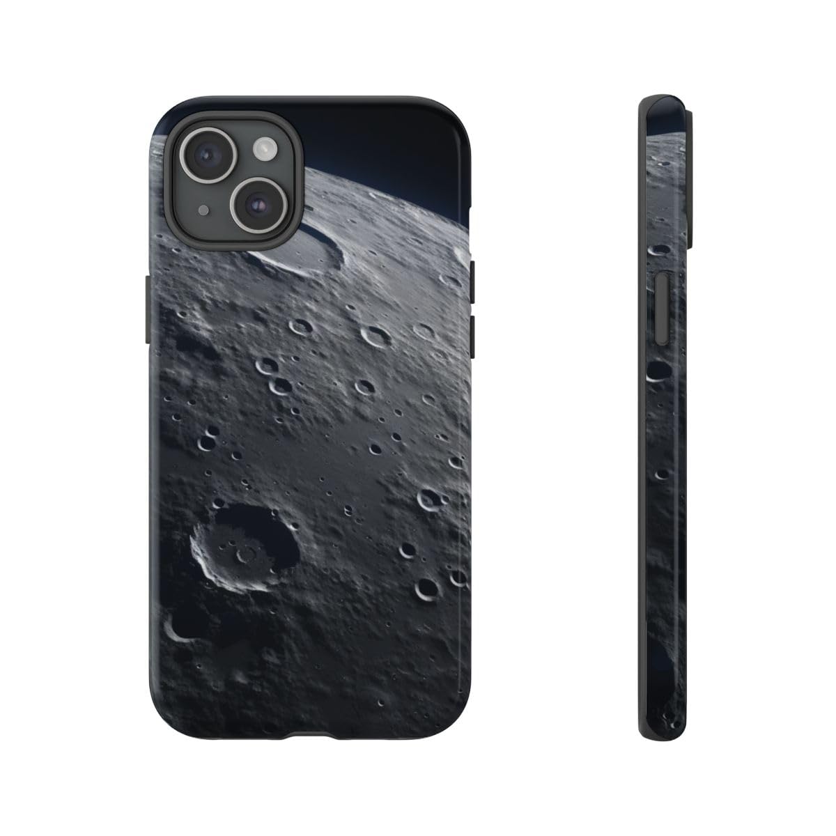 Coque rigide iPhone 15 Plus lune cratérée gris premium - 4