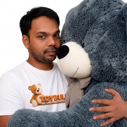 Image of 4 Feet Grey Teddy Bear for Girls | Giant Soft Plush Hugging Teddy | Big Size Stuffed Animal Toy for Birthday, Anniversary, Valentine Gift for Girlfriend & Kids