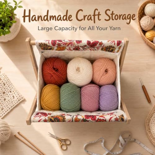 Image of Gkesgm Yarn Storage Organizer for Yarn Skeins,Large Crochet Yarn Holder Case for Carrying Projects, Knitting Needles, Crochet Hooks and Other Accessories