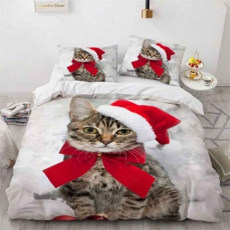 Housse de couette 220x240 animal de Noël et parure de lit adulte microfibre