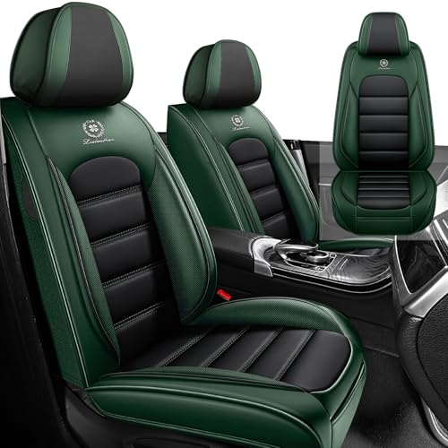 Image of Car Seat Cover Fit for Nissan 370Z 2009-2021,Compatible Airbag Non-Slip Waterproof Seat Cover,Car Seat Protector Premium Interior (Standard 2 Seats,Black Green)