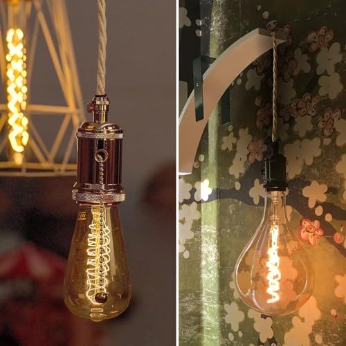Image of LEDSone Hemp 18 AWG Fabric Covered Electrical Wire 32.8ft 2 Conductor Twisted Lamp Cord 5mm Tinned Copper PVC Cable for Pendant Lights Chandeliers DIY Rewiring Home Indoor Projects