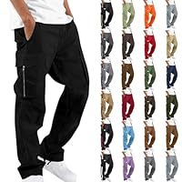 Cargo Pants for Men 2025 Work Trousers with Pockets Casual Loose Jogging Outdoor Hiking Bottom Lightweight Sweatpant Zipper