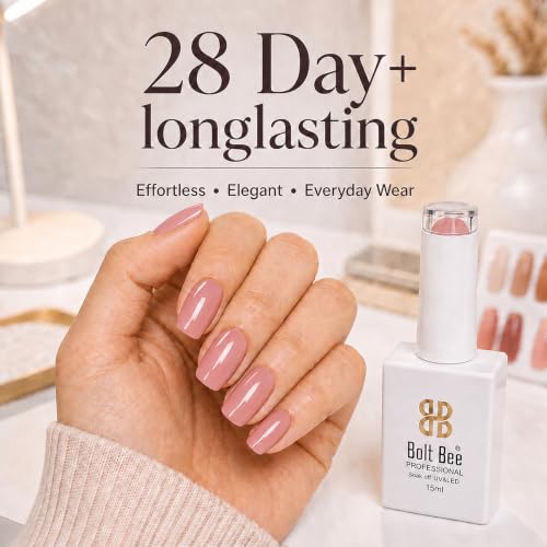 Image of BOLT BEE 15ML Gel Nail Polish 1Pc Clear Pink Glitter Nail Polish Soak Off UV LED Nail Gel Polish Nail Art Starter Manicure Salon DIY at Home, 0.5 OZ (1) (117)