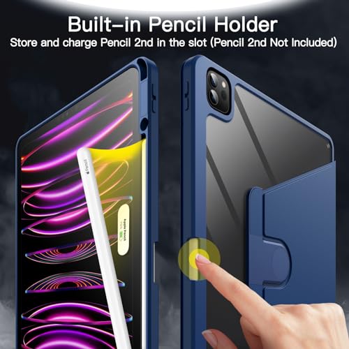 Image of JETech 360 Rotating Case for iPad Pro 12.9 inch 6 /5 /4 /3, Navy