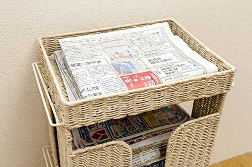 ラタン 新聞ストッカー⭐️ブラウン・アイボリー  アジアンテイスト ♪手作り ラタン 新聞ストッカー⭐️ブラウン・アイボリー アジアン