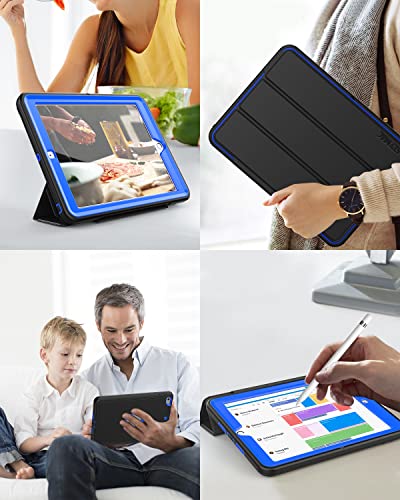 Seymac Ipad 6Th/5Th Generation Case, Durable Sturdy Heavy Duty Shockproof Protection Folio Stand Case With Smart Cover Auto Sleep/Wake For Ipad 9.7 Inch Case, Black/Blue #TOP6