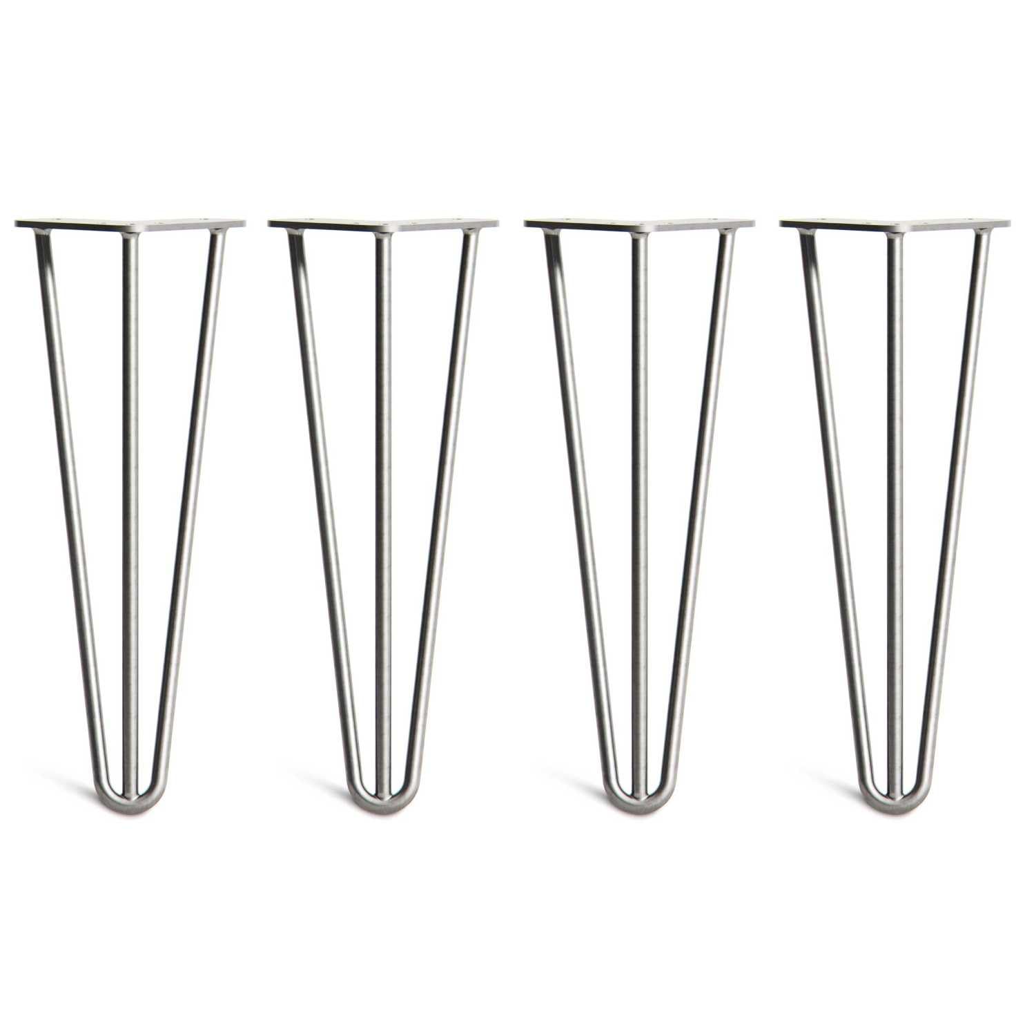 [HLC] 4 x Hairpin Table Legs – Superior Double Weld Steel Construction With Screws, Build Guide & Protector Feet Worth £8 Included! – 10mm Steel [14"/35cm,Zinc] — image 1