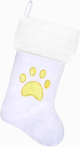 Miniatura 21 de Medias de Navidad con monograma de terciopelo rojo de 20 pulgadas con puño de felpa súper suave blanca, medias de Navidad bordadas personalizadas