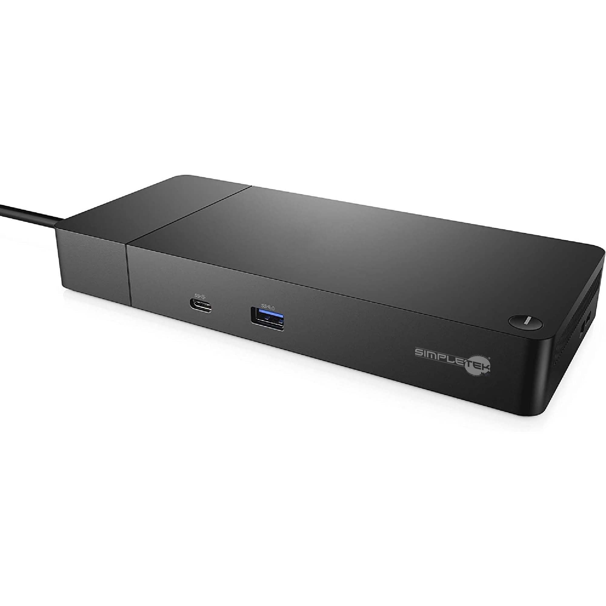 SIMPLETEK - Wieloportowa stacja dokująca USB-C, 2 x DisplayPort + HDMI + 3 x USB-A + 2 x USB-C + LAN, Hub do podwójnego monitora, w zestawie zasilacz 130 W (odnowiony)