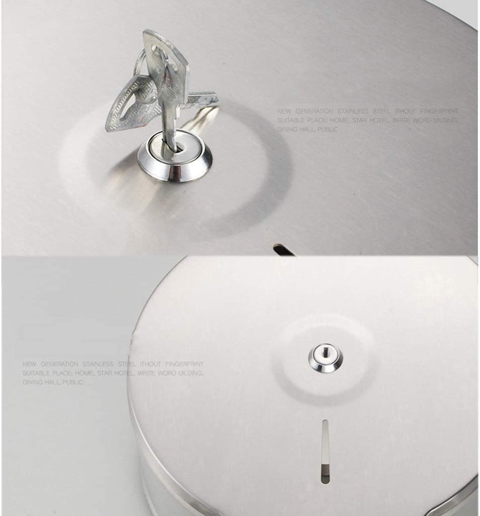 Baño Dispensador de toallas de papel montado en la pared con cerradura Dispensador de toallas de mano de acero inoxidable cepillado Portarrollos Cocina Baño Dispensador de papel higiénico Comercial