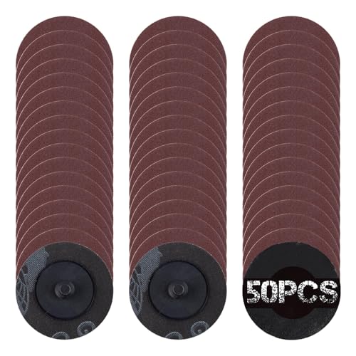 SPEEDWOX 50Pcs 2" 240 Grit Roll Lock Quick Change Discs Aluminum Oxide Coated Die Grinder Accessories Aluminum Oxide Sandpaper Disc Roll Lock Sanding Discs Quick-Change Sanding Discs