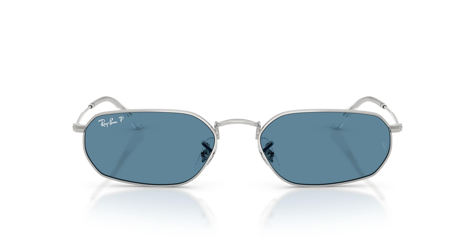 Ray-Ban Occhiali da sole ovali, argento/blu polarizzato, 54 mm, RB3947