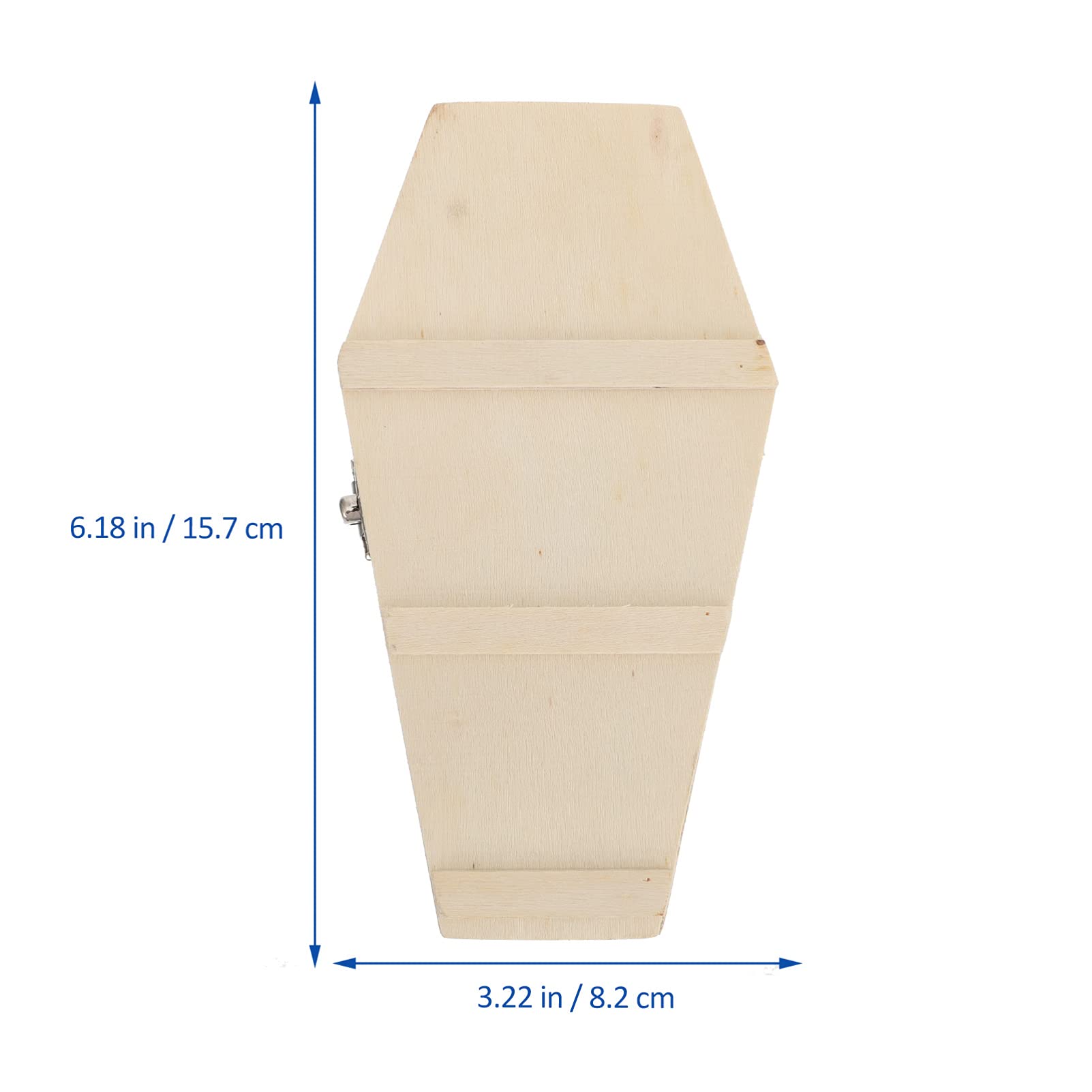 STOBOK Halloween Wooden Coffin Box: Large Unfinished Wood Fillable Hinged Box DIY Keepsake Casket Coffin Ring Pet Casket Wood Tray Locking Halloween Decoration - Image 3