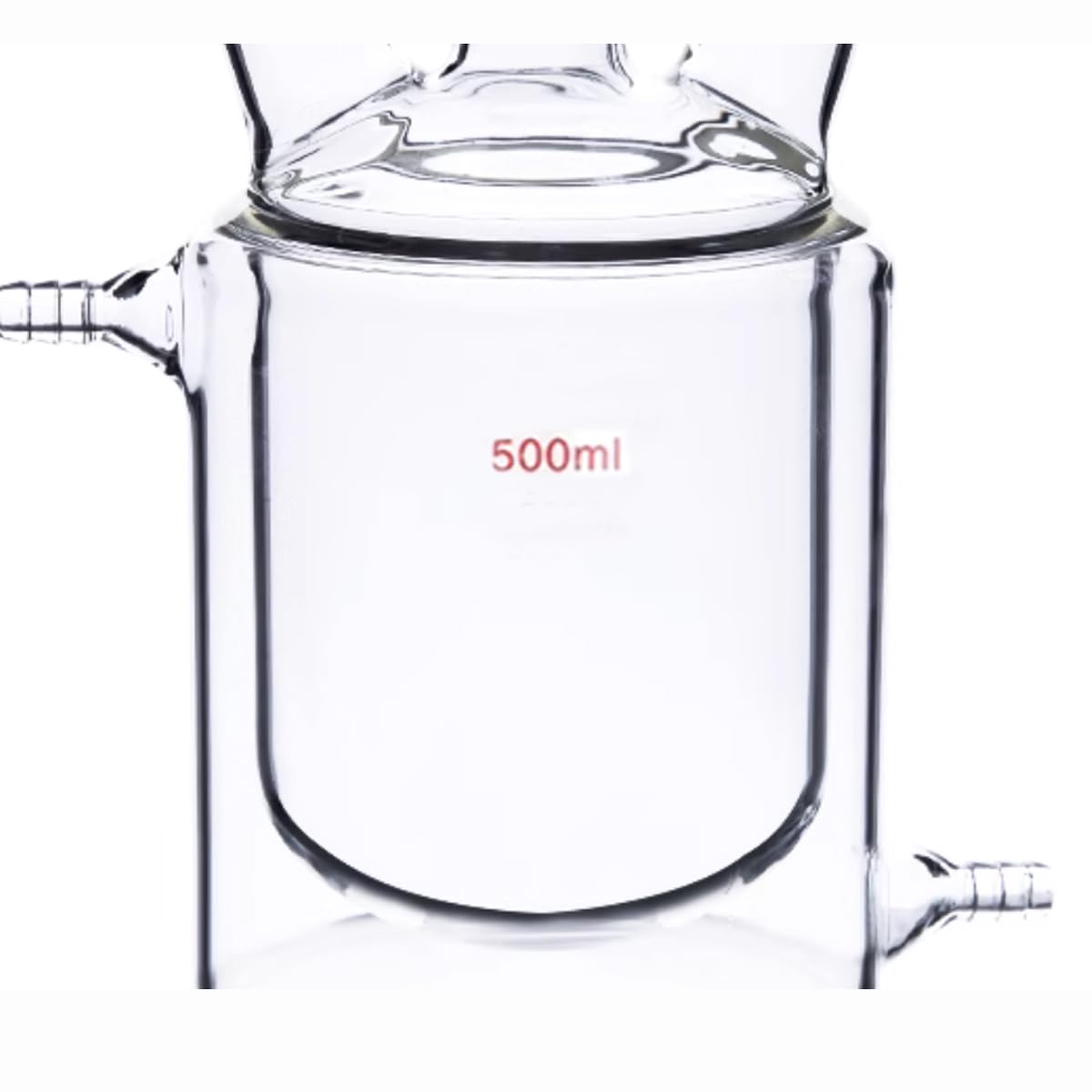 Reactor de chaqueta de laboratorio, botella de reacción de fondo redondo de doble capa 3 cuellos, conectores de vidrio esmerilado 24/29 500 ML