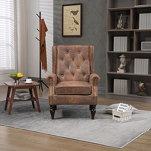 Sillón con respaldo alto tapizado en cuero sintético miniatura 3
