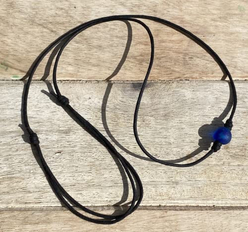 Mens Surfer Sea Glass Necklace - Men Surfing Seaglass Waterproof, Hawaii Jewelry, Hawaiian Vibes, Women Cute Choker, Beach Aesthetic Accessories, African Ocean Recycle Bead, Summer (Ocean Mix) #TOP4