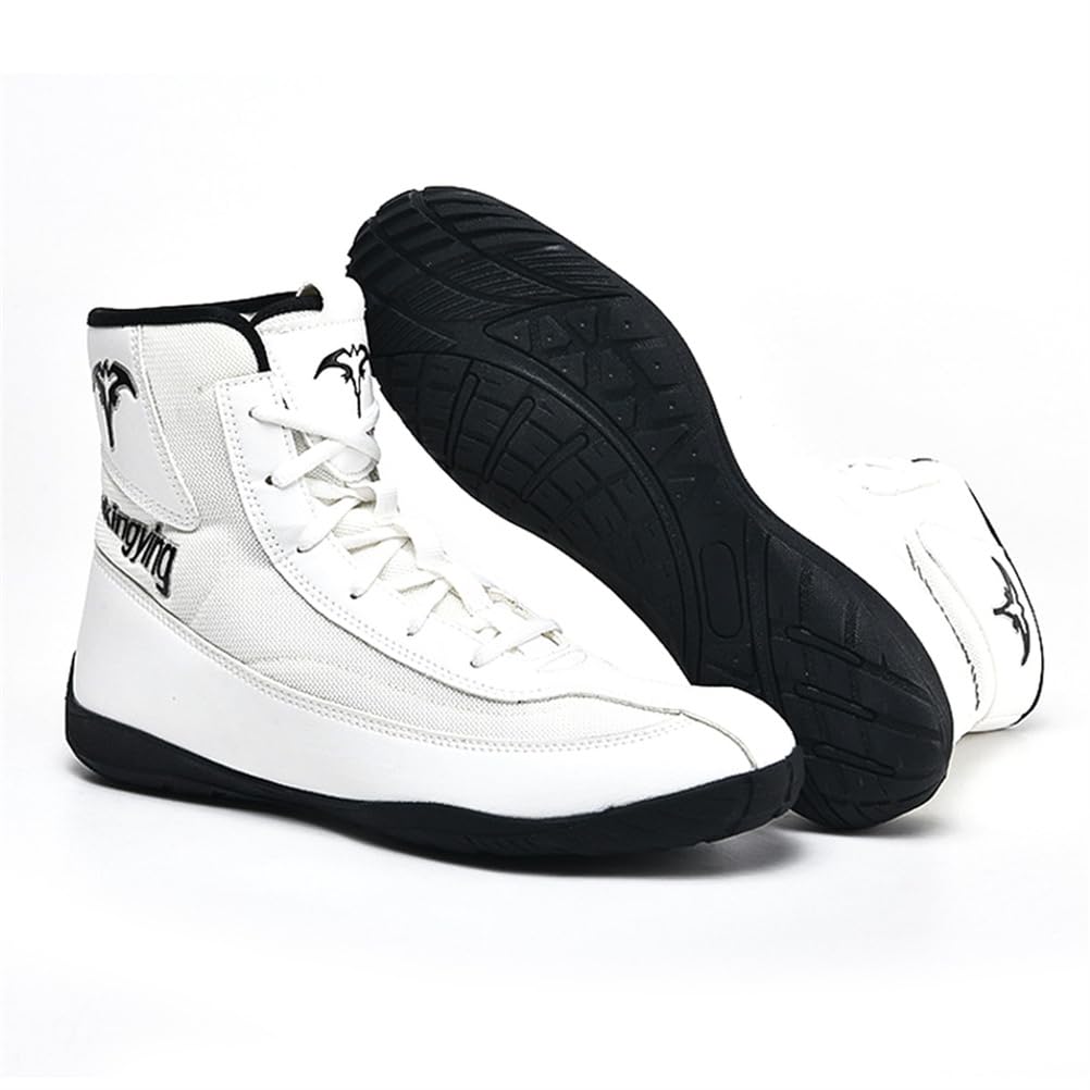 Scarpe da Allenamento da Boxe da Uomo e Donna, Traspiranti, da Pugile, comode, Sportive, per Fitness e Bodybuilding,Bianca,44 EU