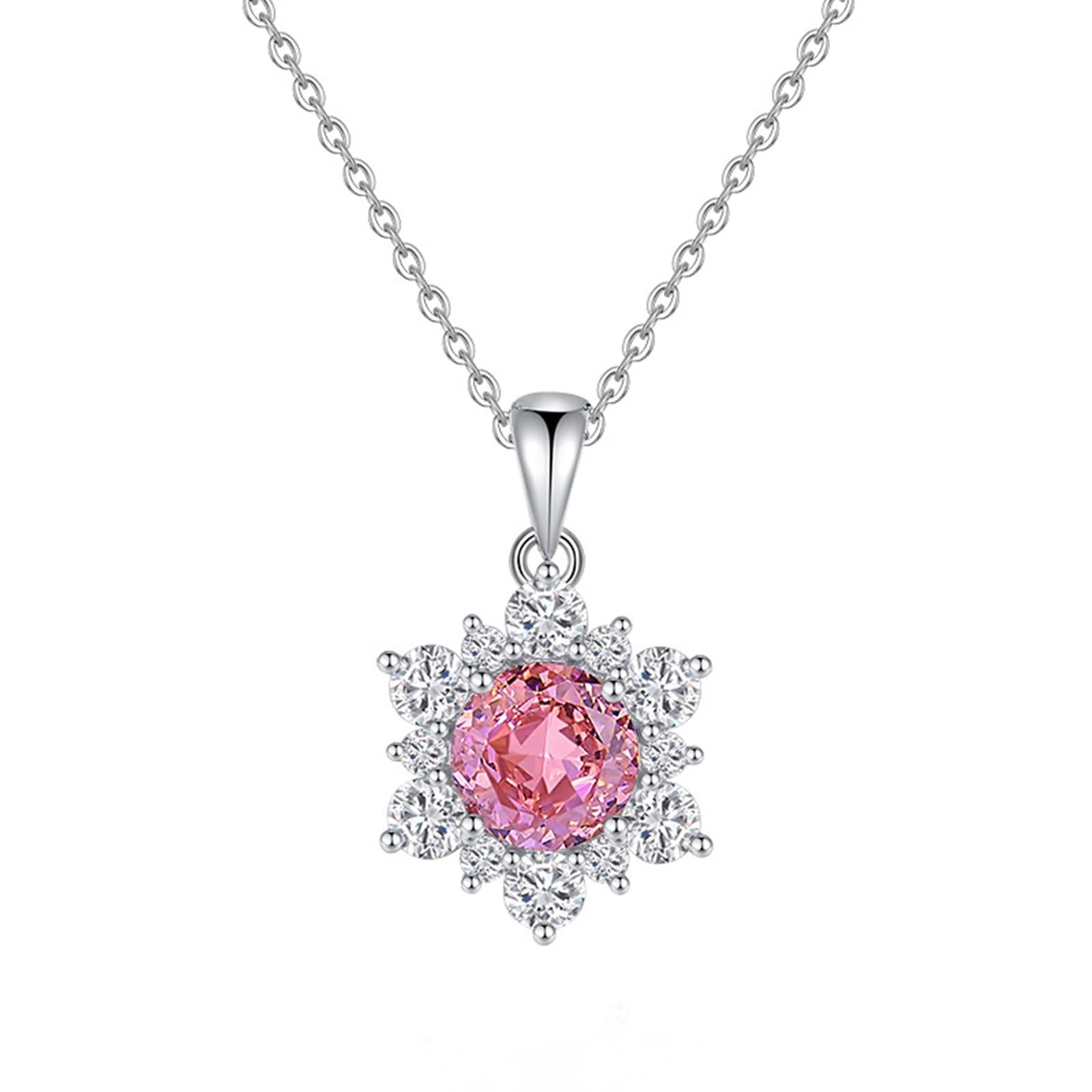 9/14/18 Kt Gold Kette Damen Zart, Lab Grown Rubin Sonnenblumen Anhänger Halskette Echt Gold