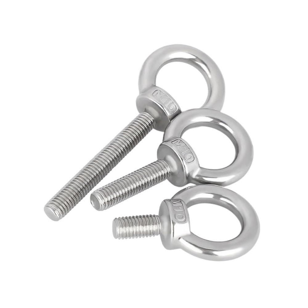 1Pcs M3-M24 304 Stainless Steel Eye Bolt Lifting Eye Screw Ring Hooking Screw Marine Ring Loop Hole for Cable Rope Metal Screws(M12x20mm)