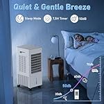 Mobile Klimaanlage Mobil Klimagerät Luftkühler 4 in 1 Ventilator mit Wasserkühlung Klimagerät ohne Abluftschlauch Verdunstungskühler mit 8L Wassertank 7,5h Tmer 4 Kühlakku Fernbedienung – Bild 4