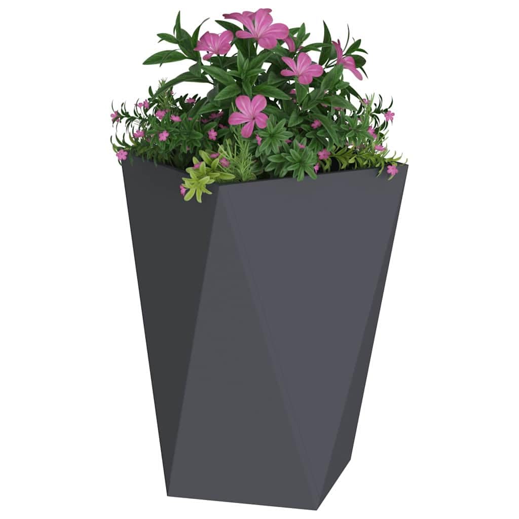 Moderner Stahl Pflanzkübel Anthrazit 50x50x75 cm für Garten Terrasse Sträucher und Gräser