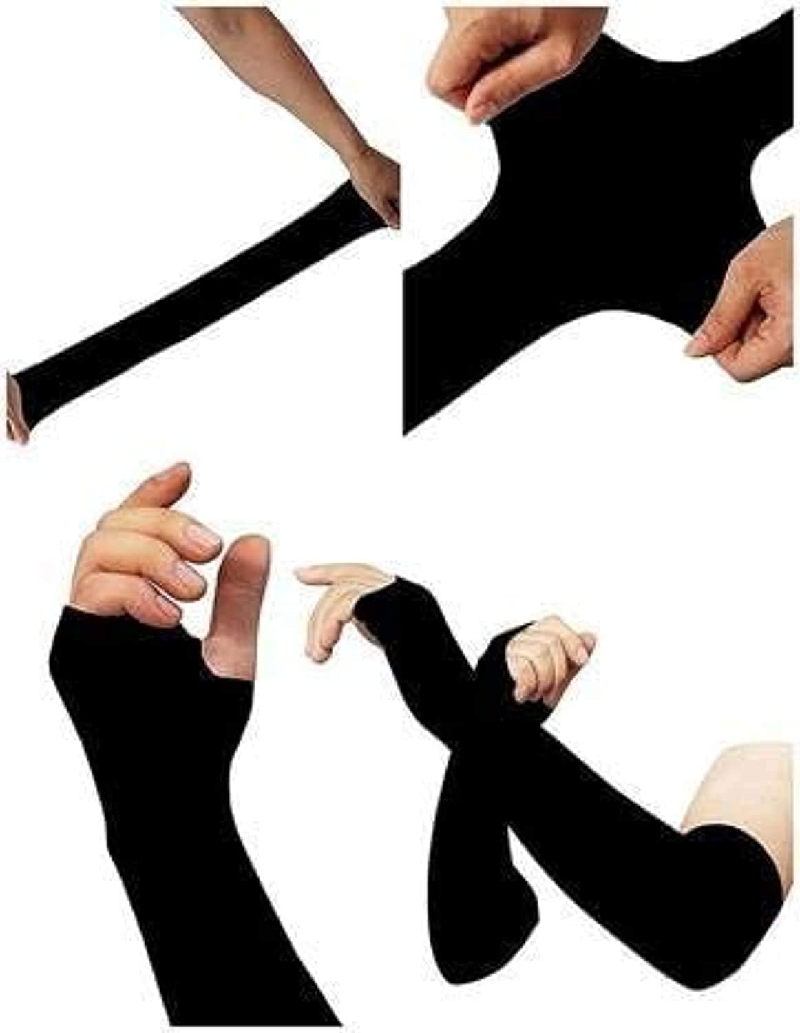 PURSUE FASHION Unisex Full Arm Fingerless Sleeves Gloves for UV, Dust, Summer, UV Sun Protection Arm Sleeves for Men & Women, Protection Arm Sleeves (Black 3 Pairs) - Image 3 thumbnail