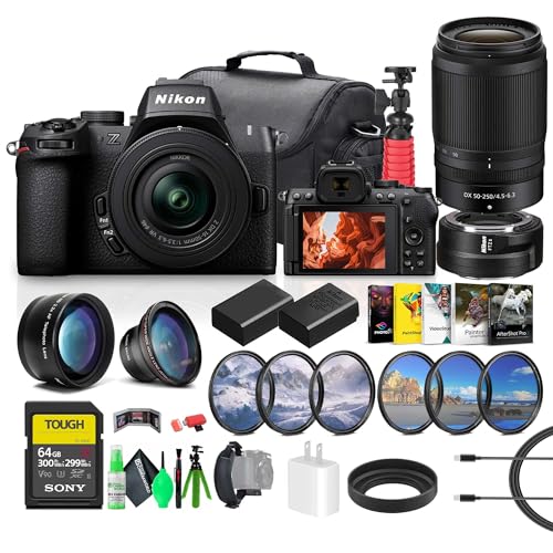 Image of Nikon Z50 II Compact Mirrorless Digital Camera with NIKKOR Z DX 16-50mm and 50-250mm Zoom Lens Kit + Nikon FTZ II Mount Adapter + 64GB Memory Card + EN-EL25 + Photo Software + More