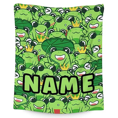 Mercuryelf Custom Frog Throw Blanket - Soft, Fuzzy & Warm - 60x80 Inches Flannel Blankets for Bed, Couch - Green Novelty Throws Gift for Women Men