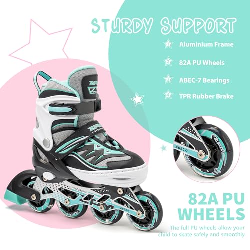 2PM SPORTS Cytia Rosa/Violett größenverstellbare Inliner Kinder mit leuchtenden LED Rollen,...