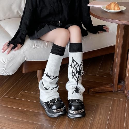 Image of WODECASA Girls Kawaii Leg Warmers Knitted Flared Leg Sleeves Goth Crochet Baggy Cuff Ankle Heap Socks