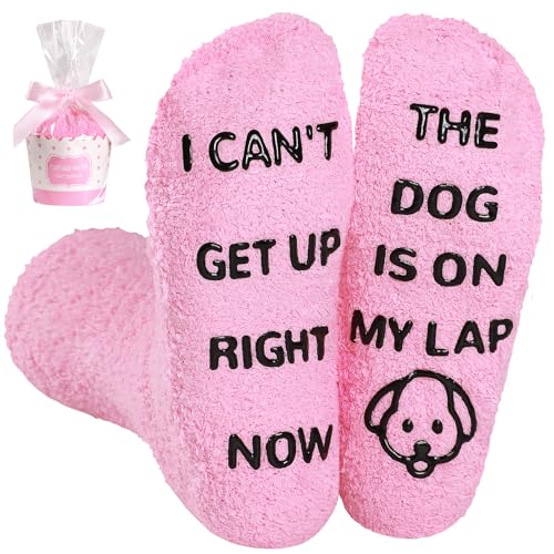 BISOUSOX Dog Cat Lovers Gifts For Mum Women Non Slip Fluffy Novelty Socks for Women 3.5-7 Size Soft Funny Socks Birthday Funny Gifts for Wife Girlfriend
