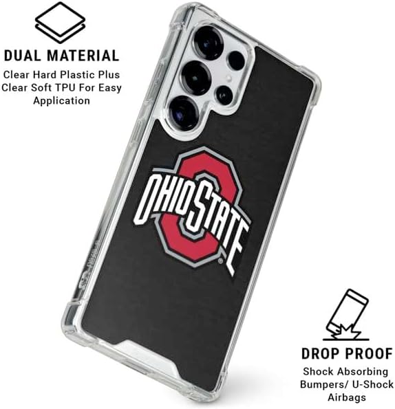 Skinit Clear Phone Case Compatible with Galaxy S25 Ultra - Officially Licensed Ohio State University OSU Buckeyes Black Design