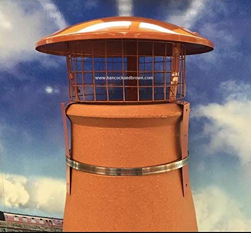 Hancock & Brown Chimney Bird and Rain Cowl with Square mesh. Solid Fuel/Wood with Strap fix