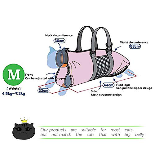 Cinf Cat Pet Supply Grooming Bag Restraint Bag Cats Nail Clipping Cleaning Grooming Bag,No Scratching Biting Restraint for Bathing Nail Trimming Injecting Examining,(Pink,M) - Thumbnail 6