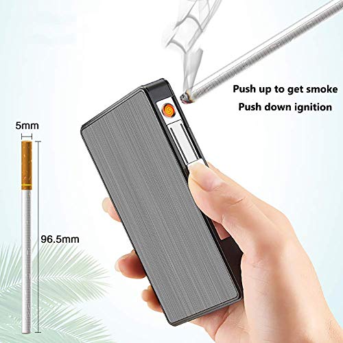 LIANXIAO - Caixa de cigarros, caixa de cigarro com isqueiros, USB Lúcio de charuto recarregável, fla