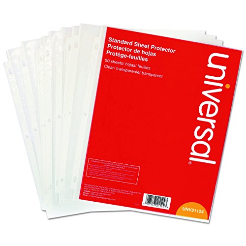 Universal 21124 Top-Load Poly Sheet Protectors, Standard Gauge, Letter, Clear (Pack of 50)
