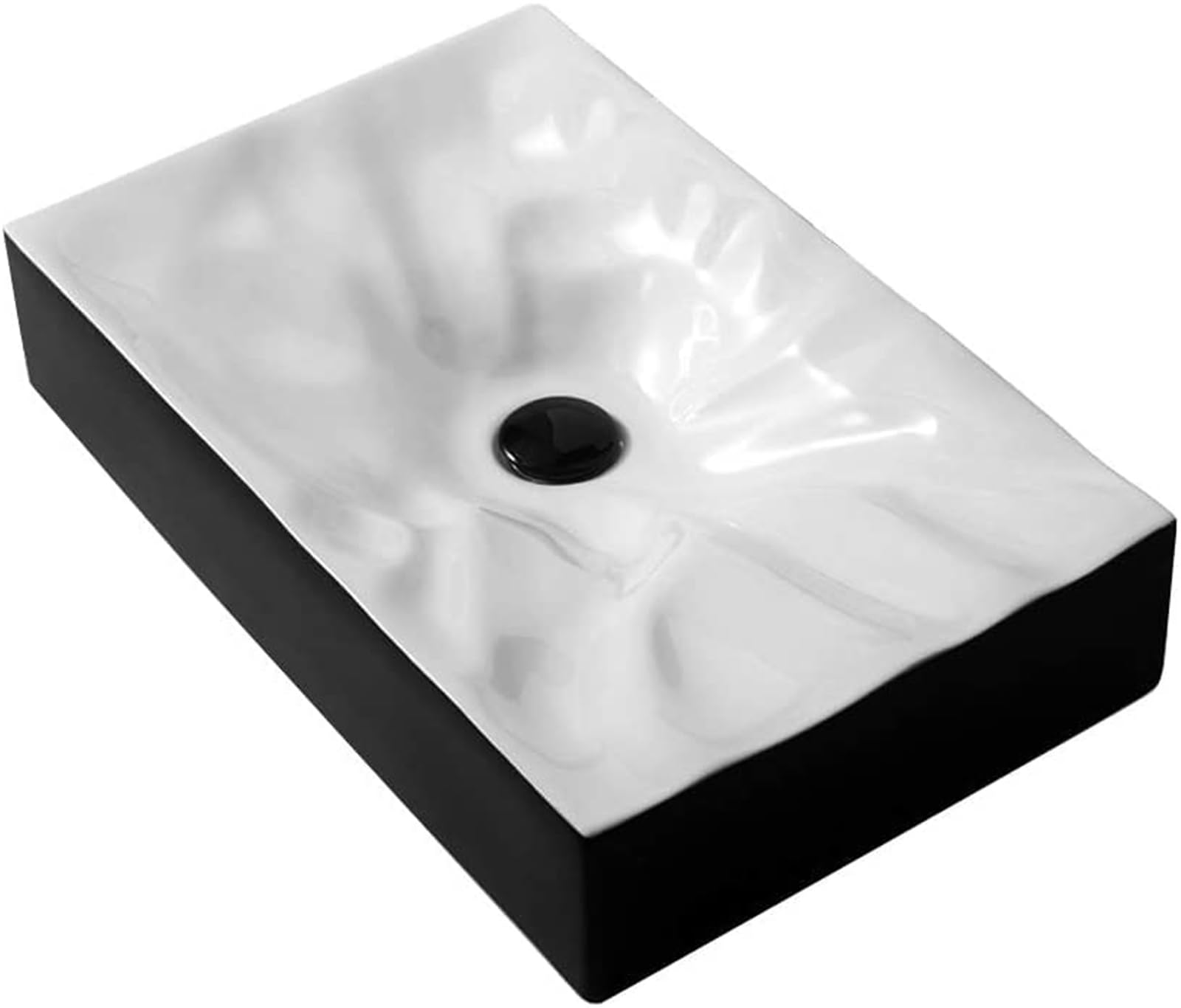 ASerZenith Bathroom Vessel Sink Ceramic Bathroom Sink Bathrooms Ceramic Wash Basin, Counter Top Mounted Rectangle Vessel Sink No Overflow Slot, Art Counter Basin For Cloakroom Bathroom(White)